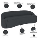 Ver imagem 3 de Sofá 3 Lugares para Sala de Estar Living 210cm Theo D06 Bouclê Cinza Escuro - Mpozenato