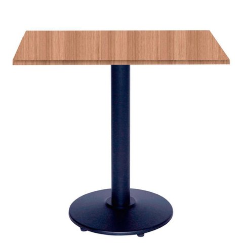 Mesa Zeta Ferro Preto 75 Cm (alt) Disco Redondo Tampo Mdp Quadrado 70 Cm Larg X 2,50 Cm Alt Noce Nat