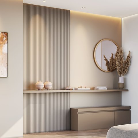 Kit 2 Placas de Painel Ripado Tóquio 250cm x 58cm x 3,3mm (Rende 2,9m²) Ecorevest Bege