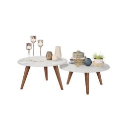 Conjunto Mesa de Centro Retrô Branco - G4 Magazine - 1