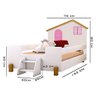 Cama Infantil Casinha Branco Mel e Rosa com 2 Luminárias - 5