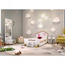 Ver imagem 1 de Cama Infantil Casinha Branco Mel e Rosa com 2 Luminárias