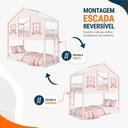 Ver imagem 5 de Beliche Infantil Montessoriano com Varanda Casinha Dos Sonhos Madeira Maciça Branco/Rosa Housin
