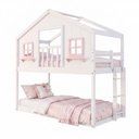 Ver imagem 2 de Beliche Infantil Montessoriano com Varanda Casinha Dos Sonhos Madeira Maciça Branco/Rosa Housin