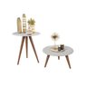 Conjunto Mesa de Centro e Mesa Lateral Retrô Branco - G4 Magazine - 1