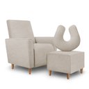 Ver imagem 1 de Kit Amamentação Poltrona + Puff + Almofada Julia Linho Bege Inova Decorações Paris