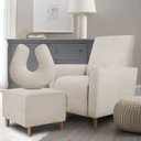 Ver imagem 4 de Kit Amamentação Poltrona + Puff + Almofada Julia Linho Bege Inova Decorações Paris