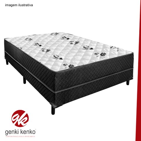Cama Box Conjugada Casal Espuma Dupla Poliester (110kg - 138x188x56cm):preto