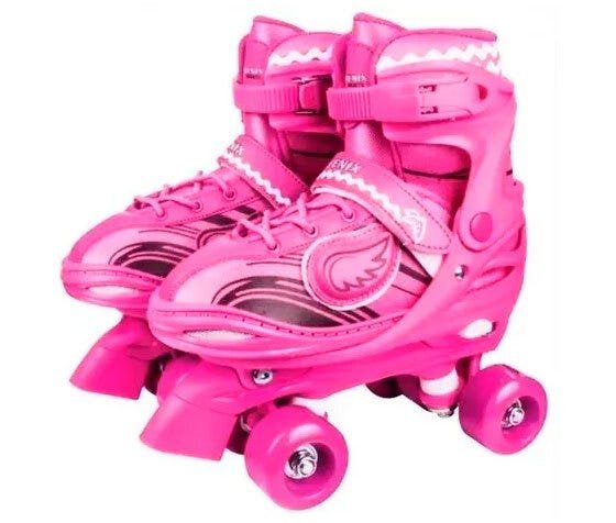 Patins Power Roller Rosa C/04 Rodas Ajust. (34-37) - 1