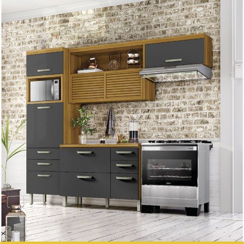 Cozinha 3 Peças 6 Portas 6 Gavetas Nesher Princesa Mdf