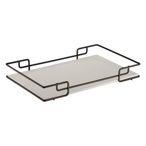 Bandeja Multiuso Hara Luana Tampo Couríssimo Bege 39x70 Cm:Preta