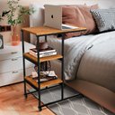 Ver imagem 1 de Mesa Auxiliar Apoio Lateral Aço com Rodinhas Sofá Notebook Canela