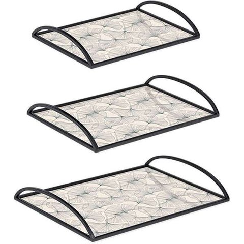 Bandeja Ginkgo em Metal 13618 G Mart