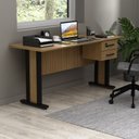 Ver imagem 6 de Mesa Reta de Escritório com e Chave Office 2 Gavetas 160cm Amêndoa e Preto Marrom