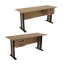 Ver mais imagens de Mesa Reta de Escritório com e Chave Office 2 Gavetas 160cm Amêndoa e Preto Marrom