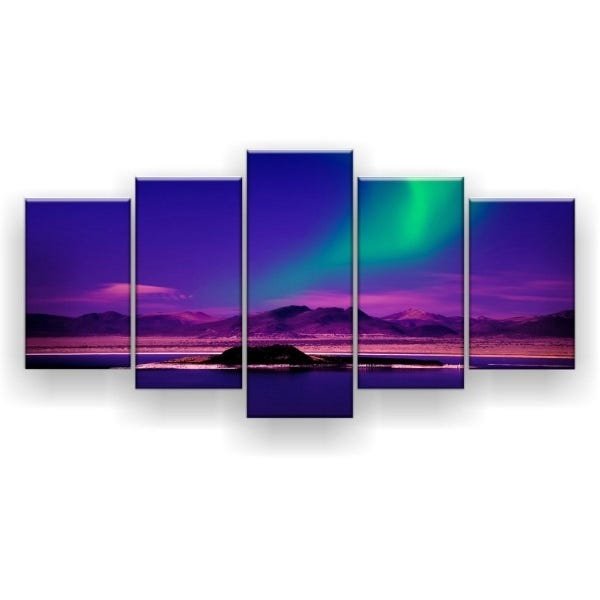 Quadro Decorativo Aurora Boreal Sobre O Lago X Pc Sala Madeiramadeira