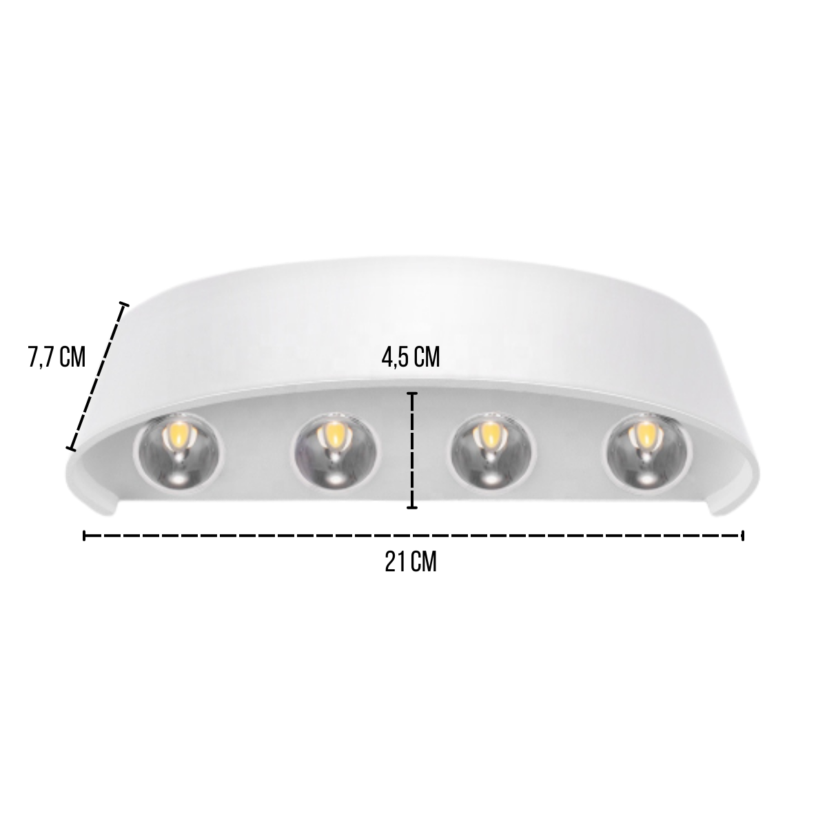 2 Luminárias Arandela (Cor Branca) Meia Lua De Sobrepor LED 8W Bivolt IP65 Cor Da Luz Branco Quente  - 2