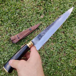 2 Facas Modelo Tesoura de Tosquia Artesanal 7' Gaúcha Churrasco Carbono 1070 Chifre - 9