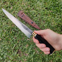 2 Facas Modelo Tesoura de Tosquia Artesanal 7' Gaúcha Churrasco Carbono 1070 Chifre - 3