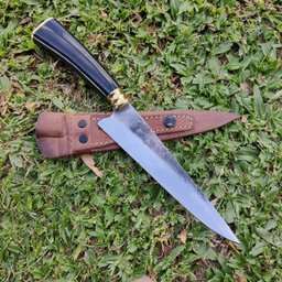 2 Facas Modelo Tesoura de Tosquia Artesanal 7' Gaúcha Churrasco Carbono 1070 Chifre - 7