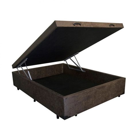 Cama Box Baú Casal Suede 138x188 Marrom