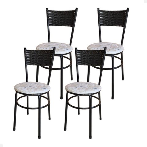 Conjunto 4 Cadeiras para Cozinha Viena Cor:floral Areia