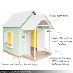 Casinha de Brinquedo Artesanal Mdf com Telhado Branco/verde L12 - Gran Belo Casinha Infantil - 3