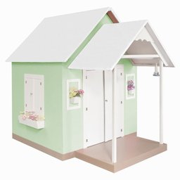 Casinha de Brinquedo Artesanal Mdf com Telhado Branco/verde L12 - Gran Belo Casinha Infantil - 2