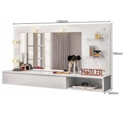 Camarim Penteadeira Suspensa Lumiere Espelho Quarto Branco - 3
