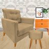 Poltrona Decorativa Mms50t + Puff Redondo Bege - 1