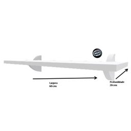 Prateleira 20x60 cms com suporte incluso DECORE CLIP 2060 - Branco - 2