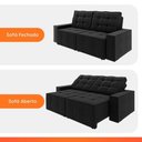 Ver imagem 2 de Estofado Lisboa 2.10 Metros Sofá Retrátil Reclinável 3 Lugares Suede com Espuma D-26 - Preto