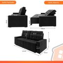 Ver imagem 3 de Estofado Lisboa 2.10 Metros Sofá Retrátil Reclinável 3 Lugares Suede com Espuma D-26 - Preto