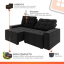 Ver imagem 4 de Estofado Lisboa 2.10 Metros Sofá Retrátil Reclinável 3 Lugares Suede com Espuma D-26 - Preto