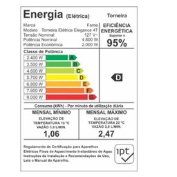 Torneira Eletrica Fame Elegance 4Temp 4800w Preto 110v - 2