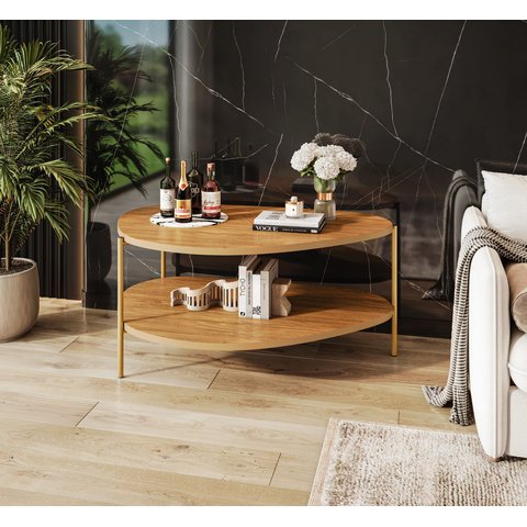 Mesa Lateral Dupla Orgânica com Pés em Aço Tampo de Mdf Design Moderno