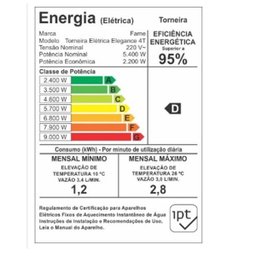 Torneira Eletrica Fame Elegance De Bancada 4Temp 5400w Preto 220v - 2