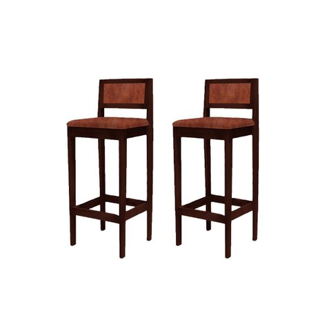 Kit 2 Banquetas Madeira Imbuia Pub Encosto e Assento Sintético Whisky