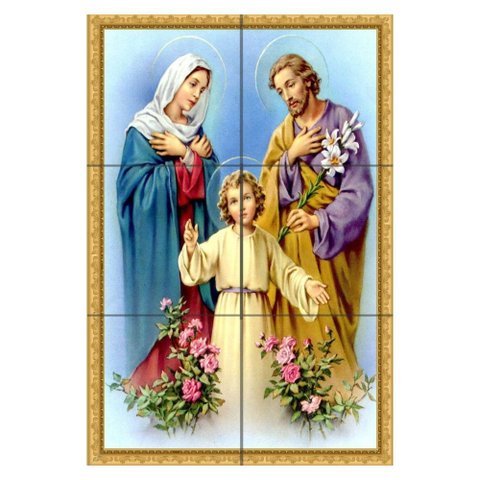 Quadro Sagrada Família de Nazaré 60x40 em Azulejos