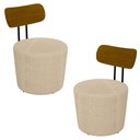 Ver imagem 1 de Kit 2 Poltronas Decorativas Redondas 53cm Le Moon M22 Linho Champanhe - Mpozenato