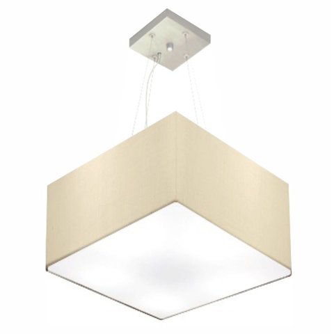 Lustre Pendente Quadrado Vivare Md-4197 Cúpula em Tecido 25/45x45cm - Bivolt - Algodão Crú - Bivolt