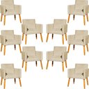 Ver imagem 1 de Kit 10 Poltronas Decorativa para Sala Nina Suede Cores Pé Palito 30cm Castanho - Bege, Suede