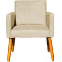 Ver mais imagens de Kit 10 Poltronas Decorativa para Sala Nina Suede Cores Pé Palito 30cm Castanho - Bege, Suede