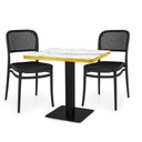 Ver imagem 1 de Conjunto Mesa de Jantar Redonda Venezia 70x70cm Branca com 2 Cadeiras Roma - All Black