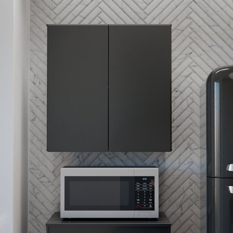 Armário Aéreo 2 Portas Cozinha Lavanderia Quarto - Mod.3002 Cor:preto