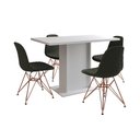 Ver imagem 6 de Mesa Jantar Londres Tampo Branco 120cm 4 Cadeiras Base Cobre Estofado Verde