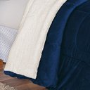 Ver imagem 2 de Coberdrom Apollo Queen Sherpa Pele de Carneiro + Manta Flannel 1 Peça - Azul Marinho
