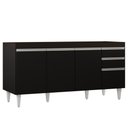 Ver imagem 1 de Balcão Gabinete 160cm sem Tampo 4 Portas 2 Gavetas Arkansas Preto - Lumil Móveis