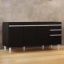 Ver imagem 6 de Balcão Gabinete 160cm sem Tampo 4 Portas 2 Gavetas Arkansas Preto - Lumil Móveis