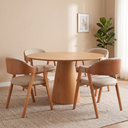 Ver imagem 1 de Conjunto Mesa de Jantar Cone Redonda 120cm com 4 Cadeiras Estofadas Gaia Yescasa